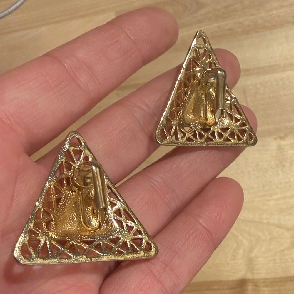 Vintage Gold Triangle Earrings